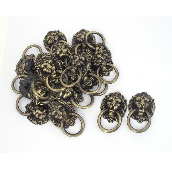 Lion Head Shape 4mm Male Thread Dia Zinc Alloy Door Handle Bronze Tone 20 Pcs