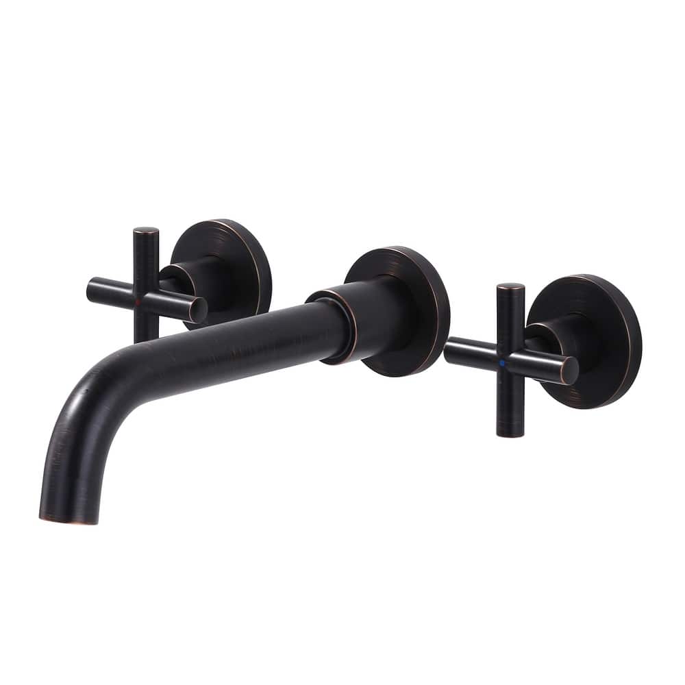 WOWOW Wall Mount Double Handle Bathroom Faucet