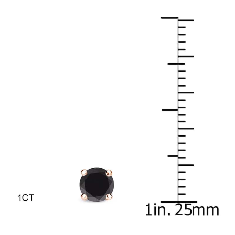 Auriya 14k Rose Gold 1/2 to 4ctw Round Black Diamond Stud Earrings - 1ctw