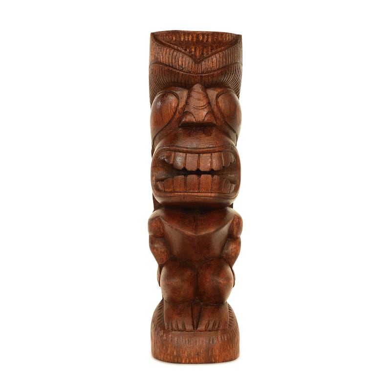 12" Wooden Handmade Primitive Long Hair Tribal Statue Sculpture Tiki Bar Totem Handcrafted Gift Home Decor Figurine Hand Carved
