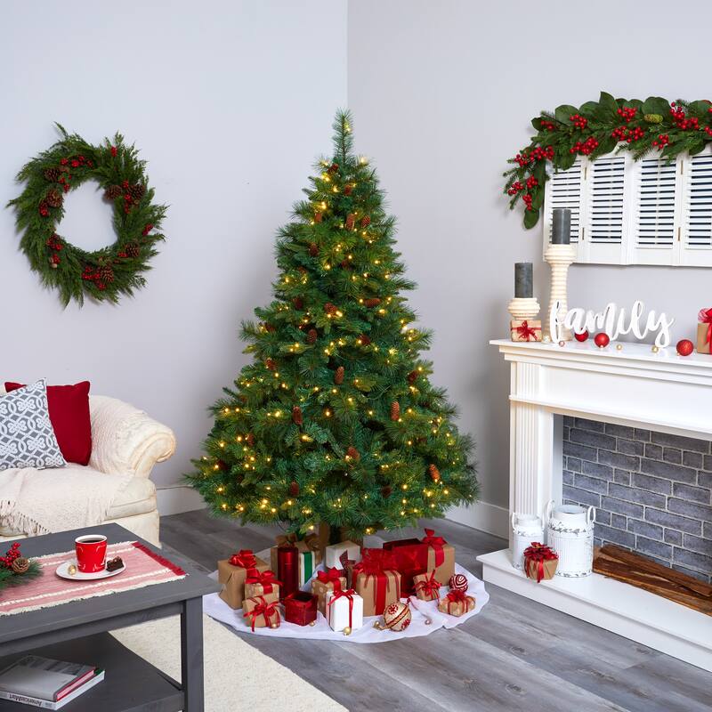 6’ West Virginia Pine Artificial Christmas Tree, Clear LED Lights - 6 Foot