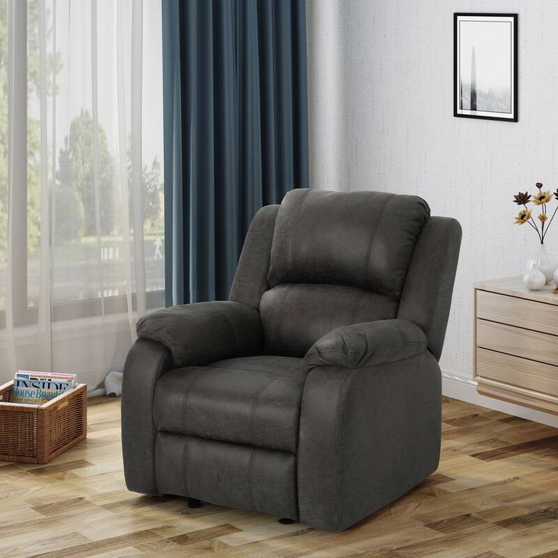 Upholstered Linen Manual Recliner Sofa Chair with Adjustable Backrest and Footrest, Modern Home Lounge Chair for Living Room