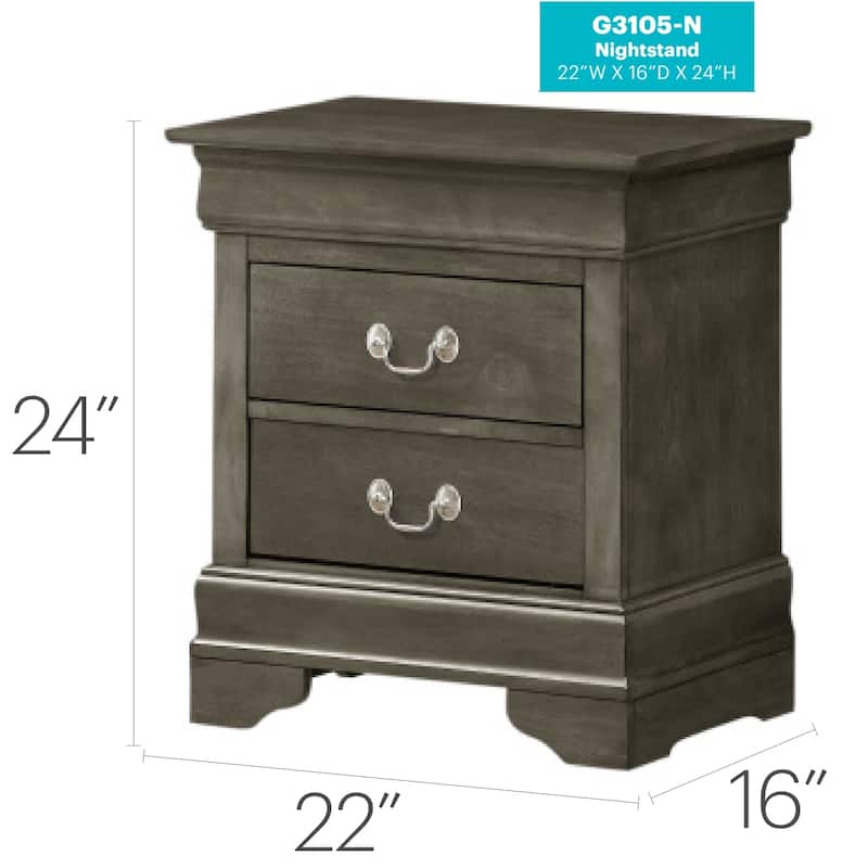 Grey Nightstand 24x22x16 with One Drawer, Compact Bedside Table for Storage and Modern Stylish Bedroom Accent Furniture