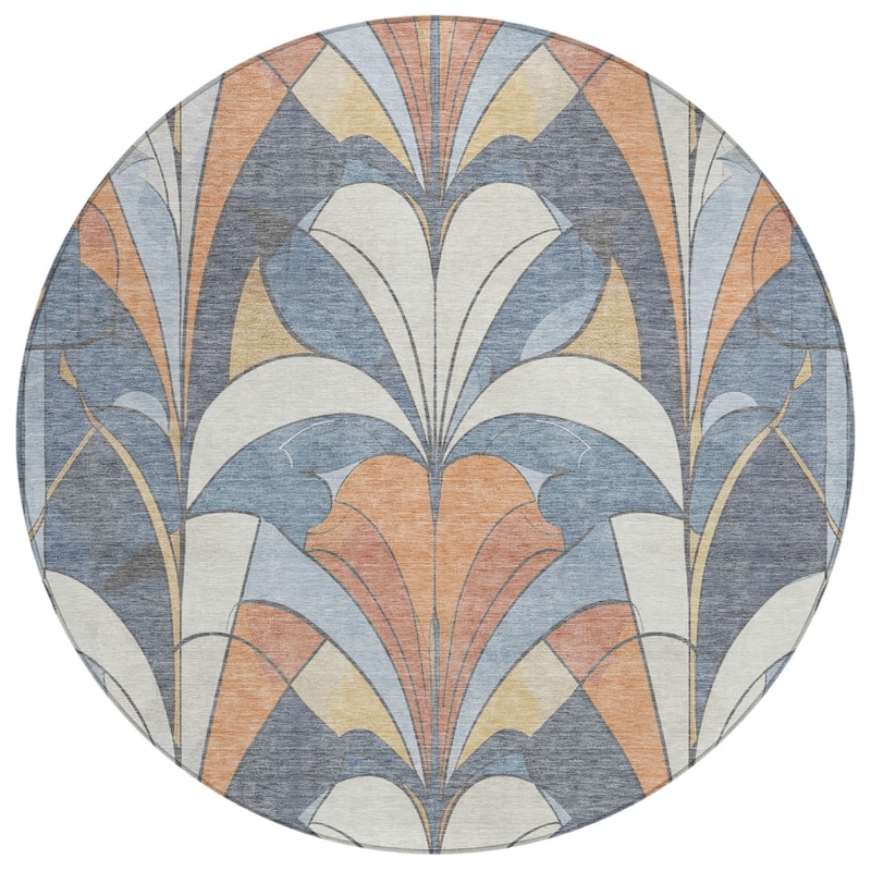 Machine Washable Indoor/Outdoor Modern Mosaic Chantille Rug