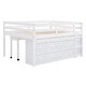 preview thumbnail 42 of 144, Twin/Full Size Low Loft Bed with Retractable Writing Desk and 4 Drawers, Wooden Loft Bedframe w/ Lateral Portable Desk & Shelves