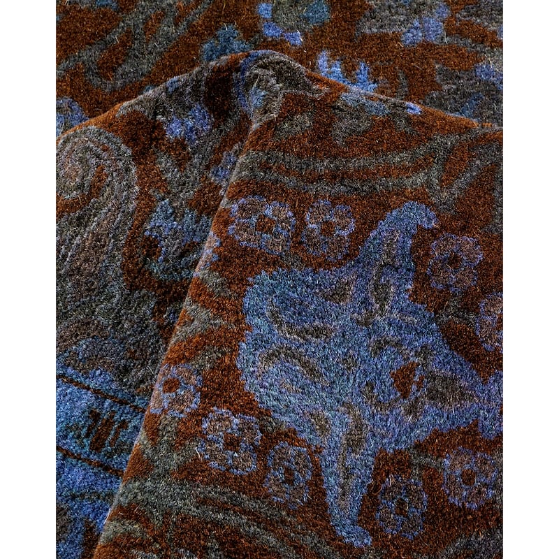 Overton Hand Knotted Wool Vintage Inspired Modern Contemporary Overdyed Orange Area Rug - 3' 0" x 10' 9"