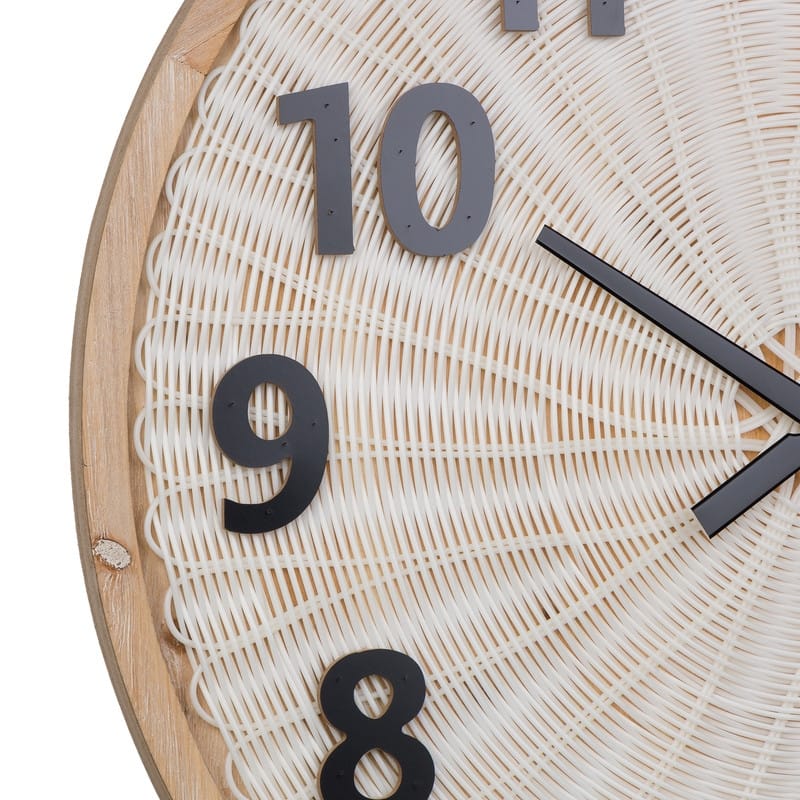 Luciana Woven Rattan Round Wall Clock - 23.5"H x 23.5"W x 1"D