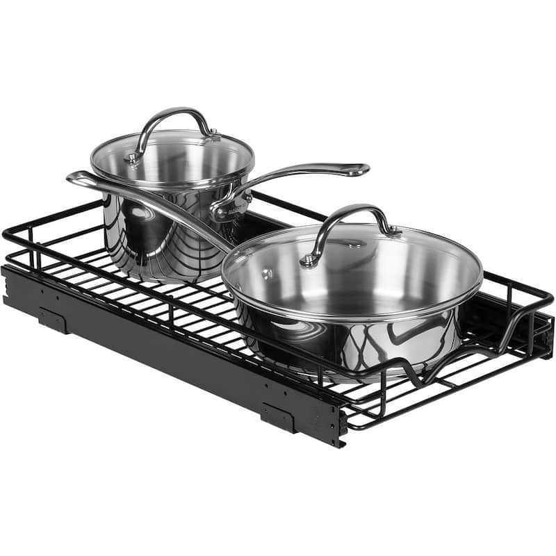 Hold N' Storage - Black Pull Out Cabinet Organizer, Heavy Duty Metal with Lifetime Limited Warranty - 11"W x 21" D - Black