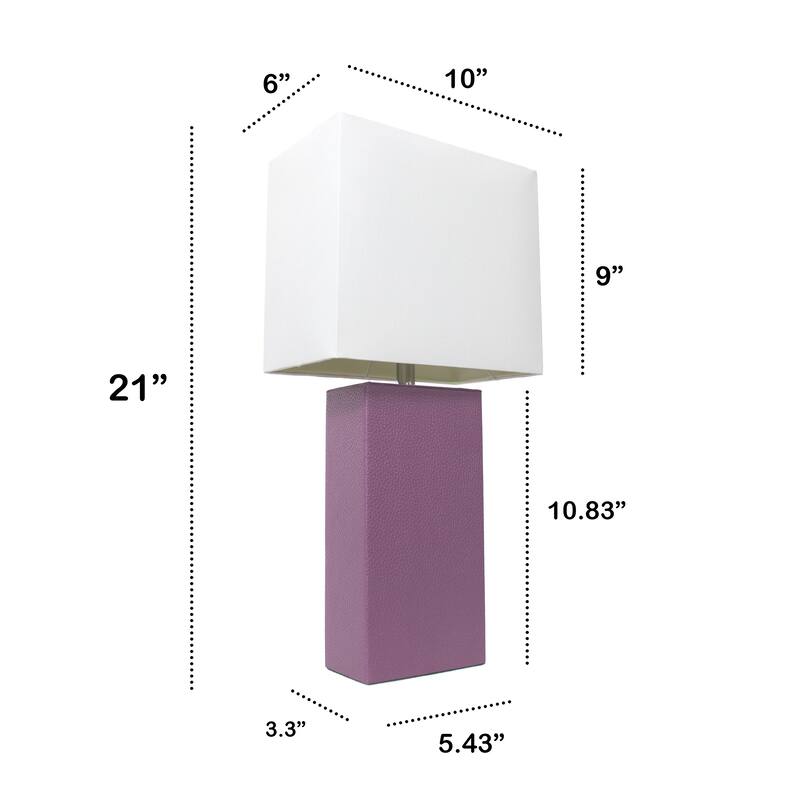 Elegant Designs 21" Modern Leather Wrapped Table Lamp, With LED Bulb