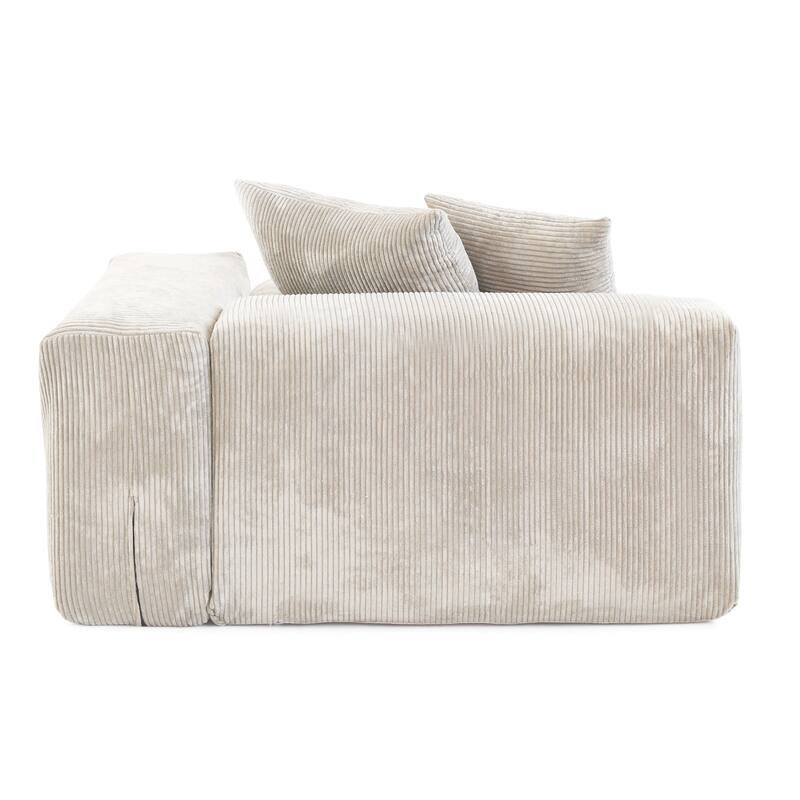 143 inch Sofa Couch- Deep Seat Sofa with 5 Pillows, 3 Seater Couch with Corduroy Fabric, Modern Sofas for Living Room