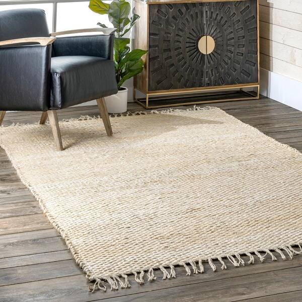 slide 15 of 23, nuLOOM Louetta Natural Jute Handmade Tassel Area Rug 9' x 12' - Off White