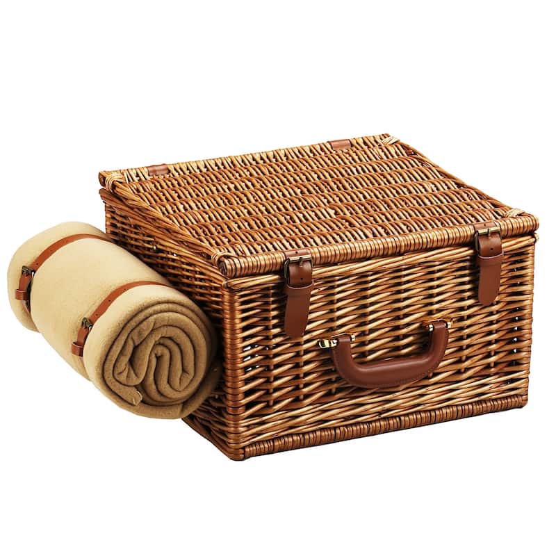 Picnic at Ascot - Willow Basket for Two with Blanket