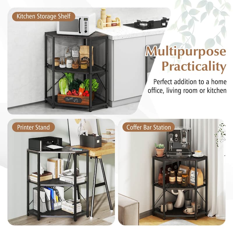 Costway Corner Printer Stand with Charging Station Adjustable Metal - See Details