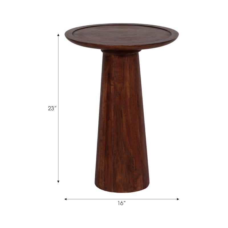 Sagebrook Home 23"H Acacia Wood Pillar Shaped Pedestal Abstract Side Table in Light Brown Finish - 16" x 16" x 23"