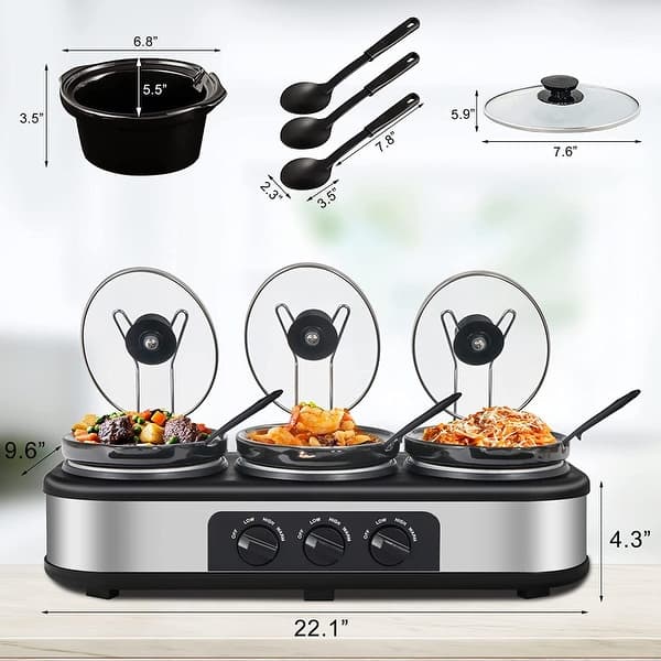 Triple Slow Cooker with Lid Rests, Breakfast Buffet Servers and Warmers