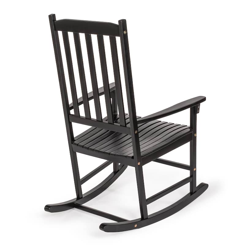 Parker Farmhouse Classic Slat-Back 350-LBS Support Acacia Wood Outdoor Rocking Chair, by JONATHAN Y