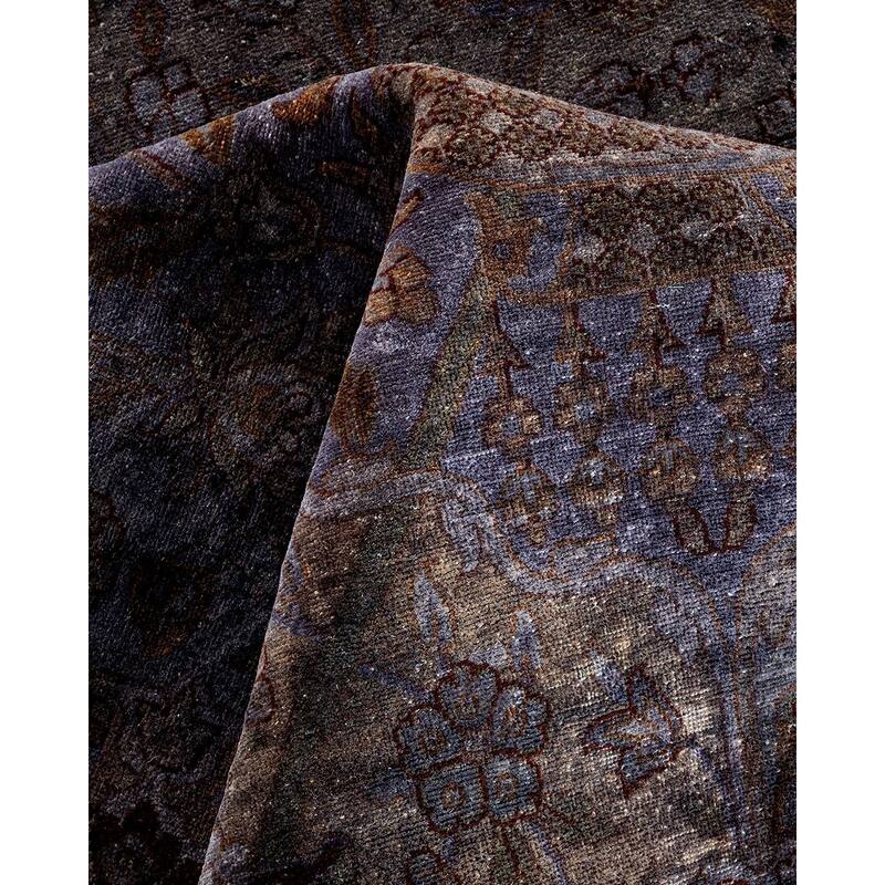 Overton Hand Knotted Wool Vintage Inspired Modern Contemporary Overdyed Gray Area Rug - 6' 3" x 12' 2"