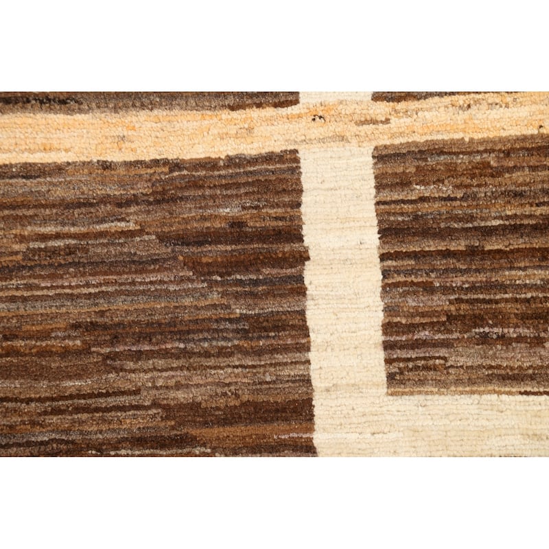 Geometric Gabbeh Kashkoli Oriental Wool Area Rug Hand-knotted Carpet - 3'7" x 4'6"