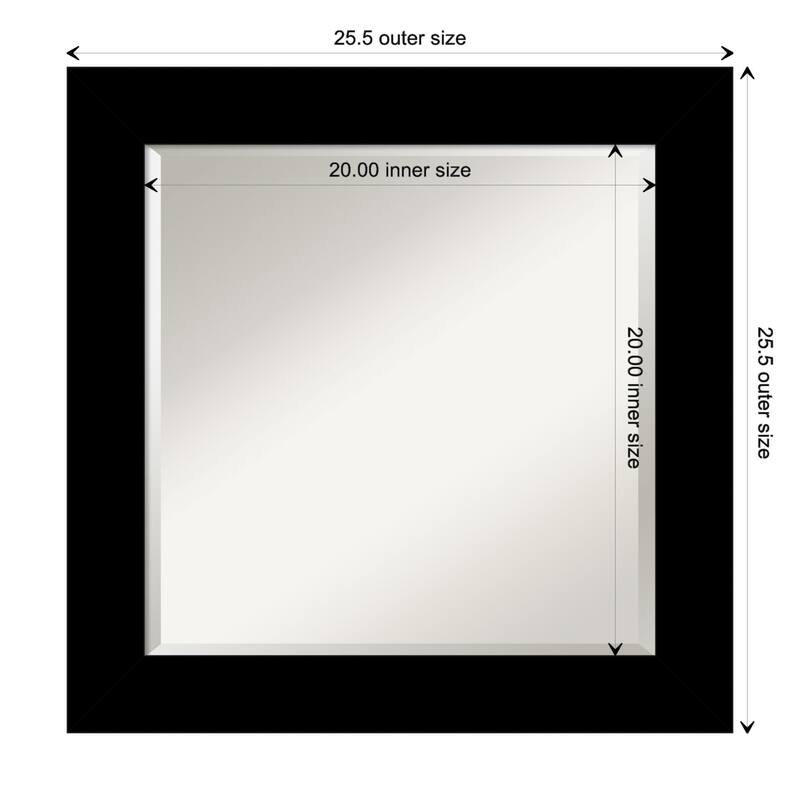 Basic Beveled Wood Framed Bathroom Vanity Wall Mirror - Basic Black - Glass Size 20x20