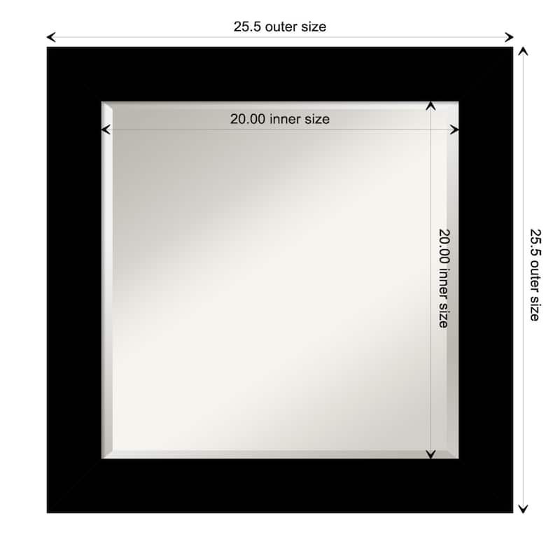 Basic Beveled Wood Framed Wall Mirror - Basic Black - Glass Size 20x20