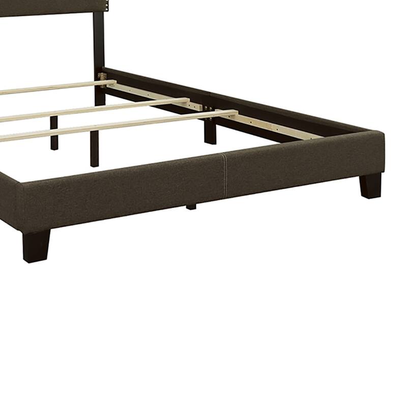 Charcoal Upholstered California King Panel Bed with Nailhead Trim