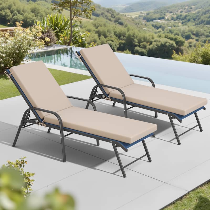 Pellebant Outdoor Adjustable Patio Chaise Lounge Chairs with Cushions