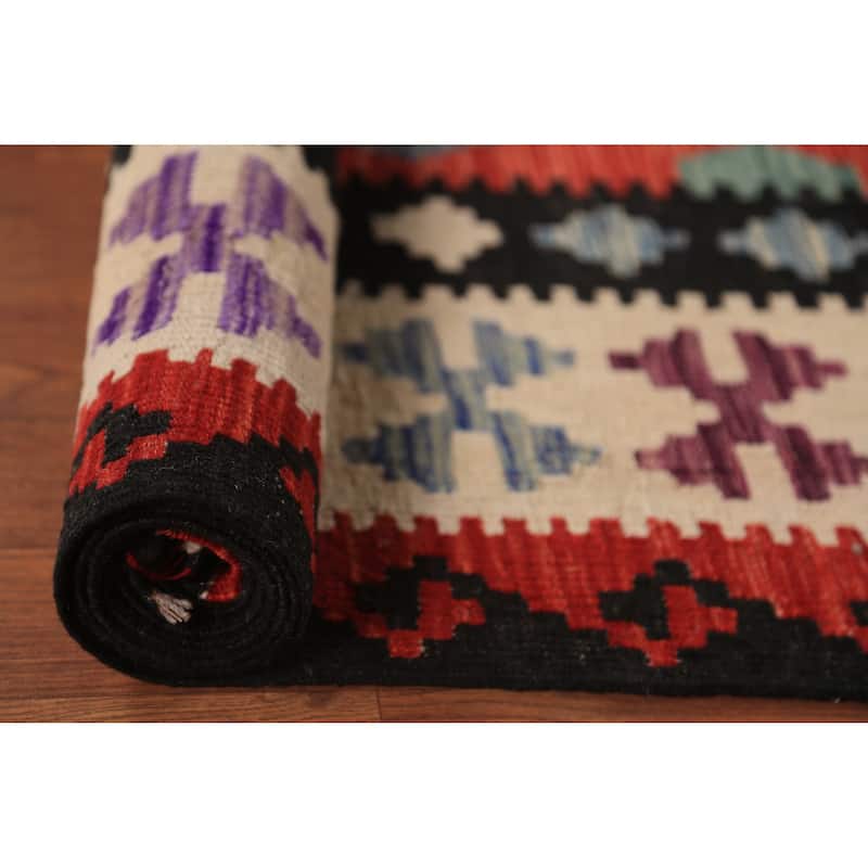 All-Over Trellis Kilim Oriental Area Rug Flatweave Wool Carpet - 8'4"x 9'5"