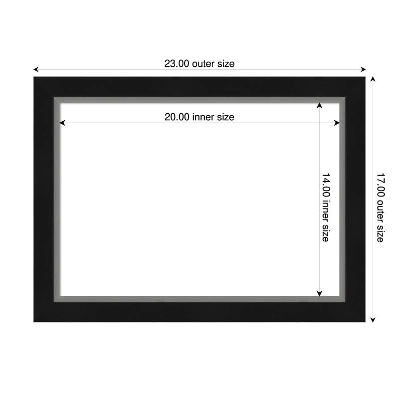 Amanti Art Eva Black Silver Narrow Framed Dry Erase Magnetic Board - 23 x 17 in - Eva Black Silver Narrow
