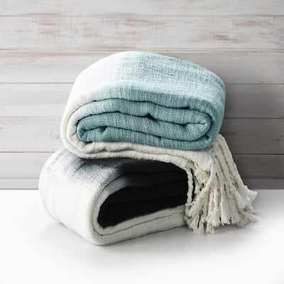 Sevita Orgainc Cotton Ombre Throw Blanket with Fringe