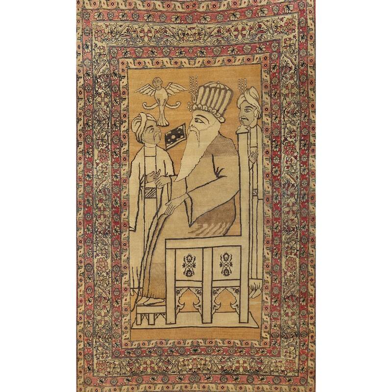Pre-1900 Antique Vegetable Dye Kerman Persian Wool Carpet - 4'0" x 6'7"