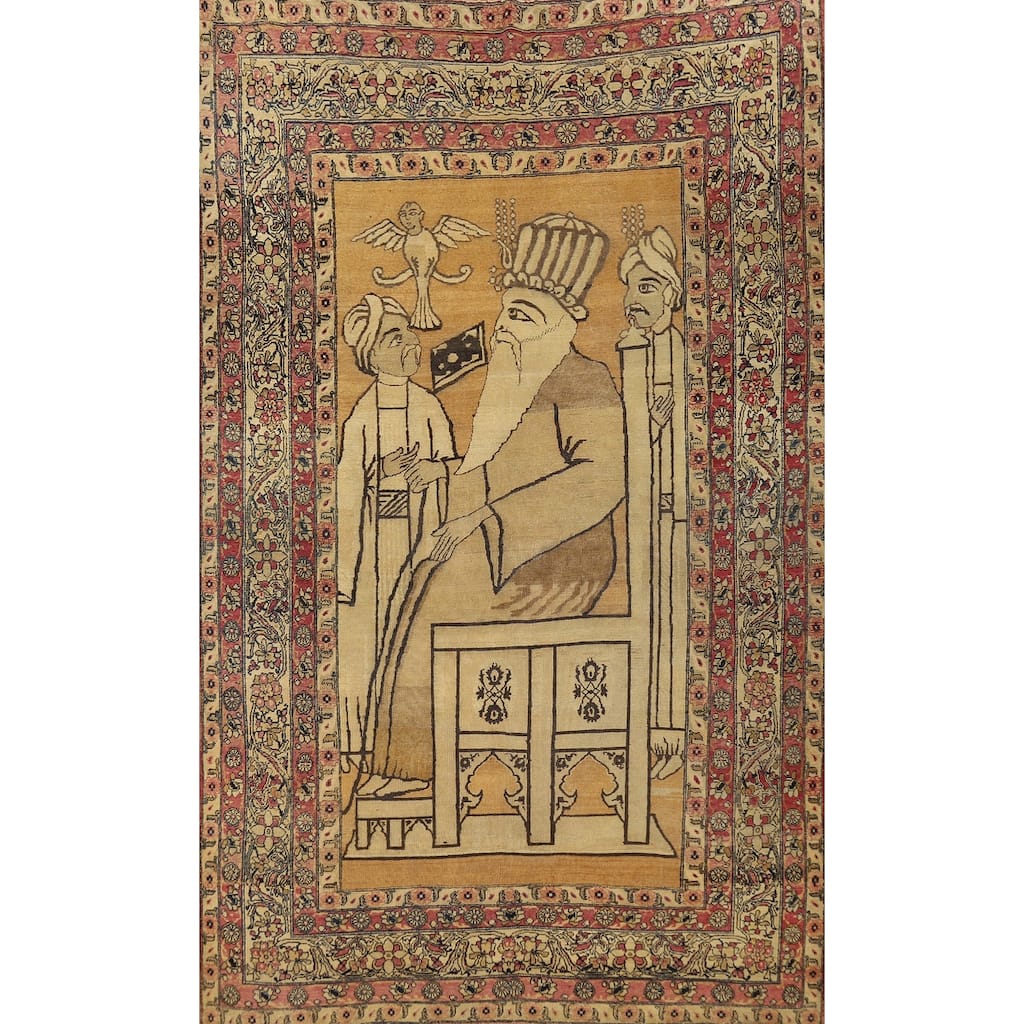 Pre-1900 Antique Vegetable Dye Kerman Persian Wool Carpet - 4'0" x 6'7"