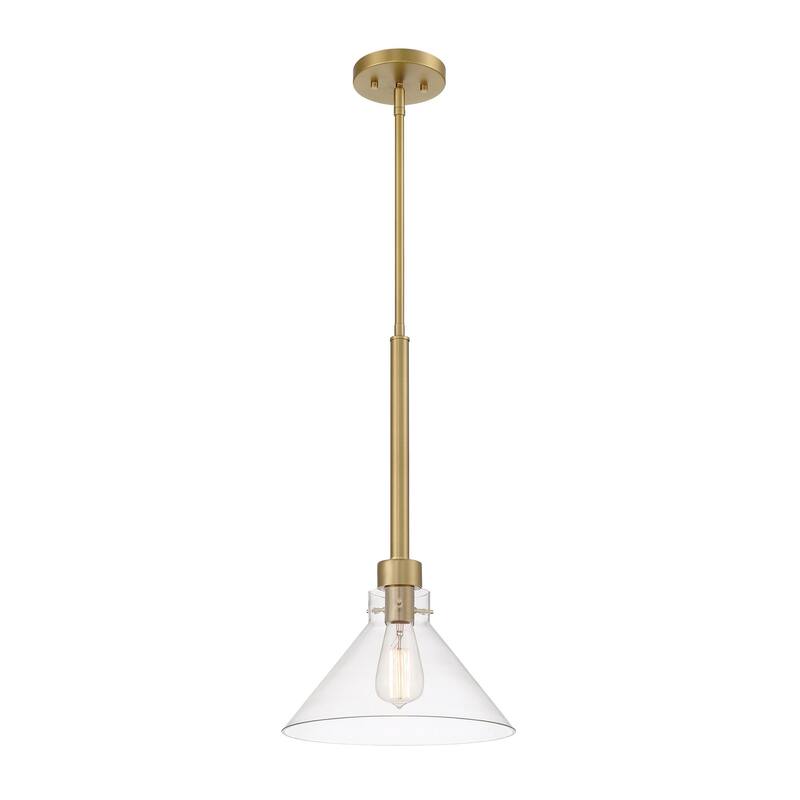 Willow Creek 12 in. 1-Light Brushed Gold Contemporary Pendant Light