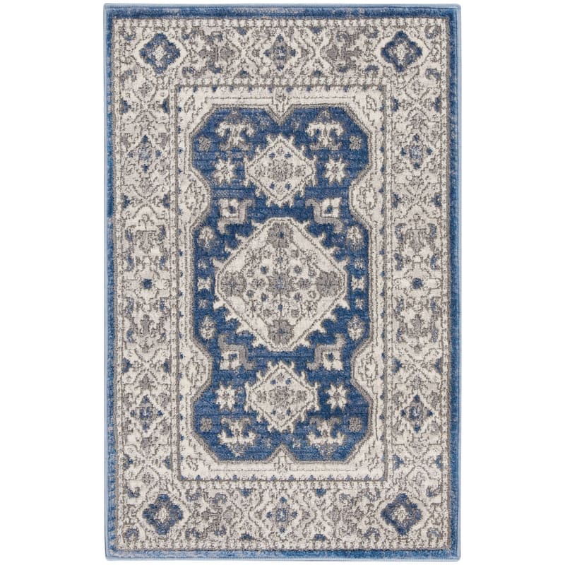 New Concept Washables Series 4 Indoor only Persian Area Rug - 2' x 3' - Grey/Navy - Rectangle