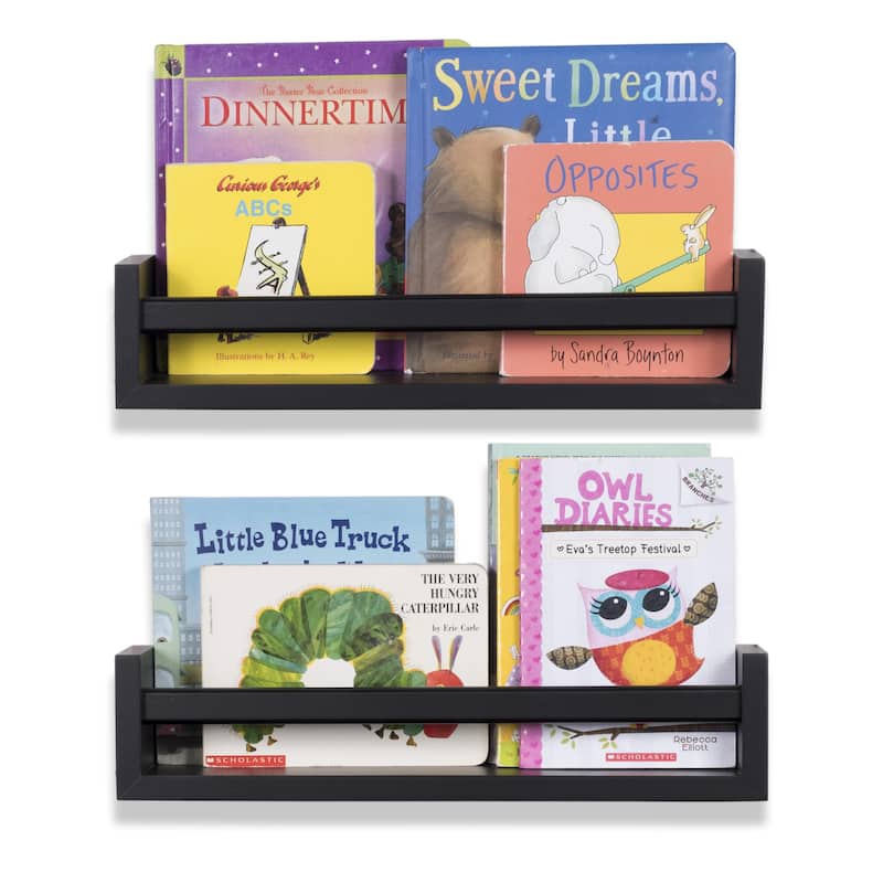 Wallniture Utah Wood Wall Shelves for Book and Toy Storage (Set of 2)