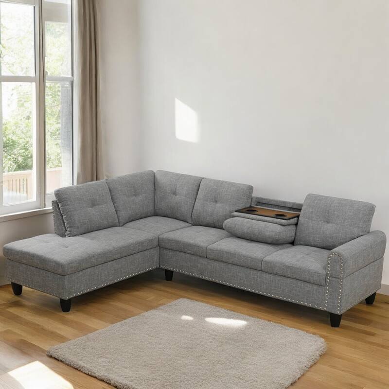 KISRAIS 97.5" Wide 2-Piece Upholstered Sectional Sofa Set for Small Space