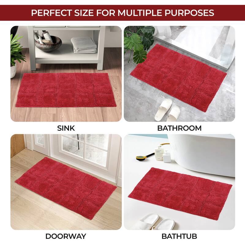 Superior Cotton Checkered 2-piece Non-skid Bath Rug Set