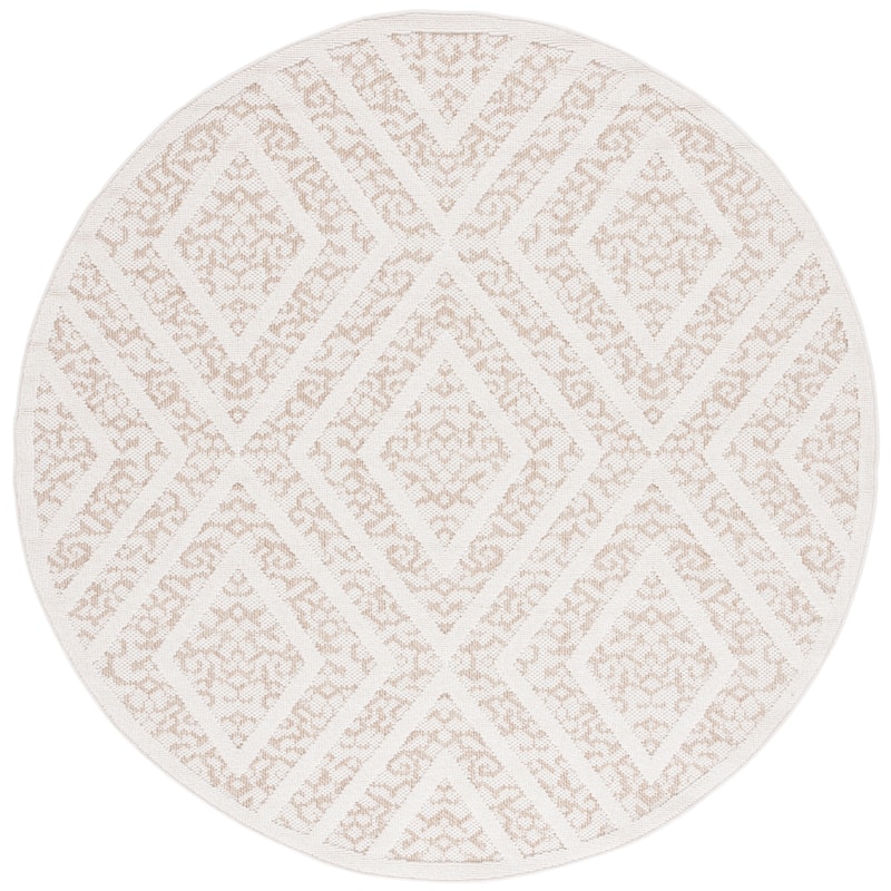 Martha Stewart Global Froukje Casual Indoor/Outdoor Rug - 6'7" Round - Beige