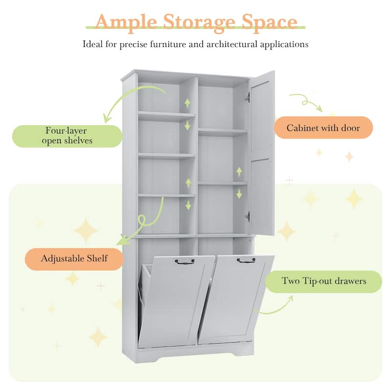 Bathroom Storage Cabinet with Doors and Drawers