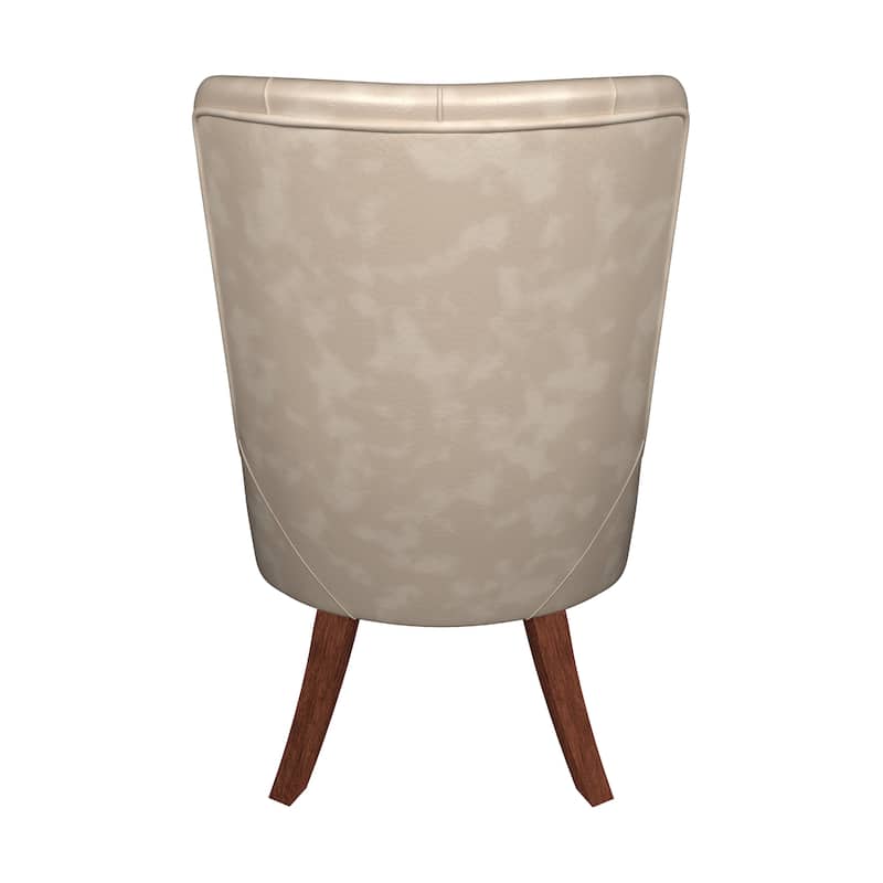 Dining Chair in Leather/Velvet Diamond-Tufted with Rubberwood Legs Set of 2