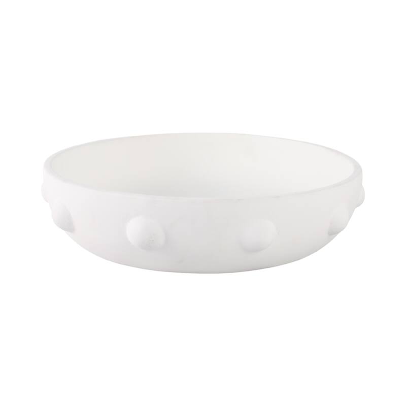 Pottery Clay Bowl Raised Dot-Textured Accents for Home - 14" White - 14" x 14" x 3.75"