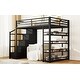 preview thumbnail 8 of 28, Full Size Metal Loft Bed with Storage Shelves, Cabinets and Wardrobe Metal Support Bed Frame for Kids, No Box Spring Needed
