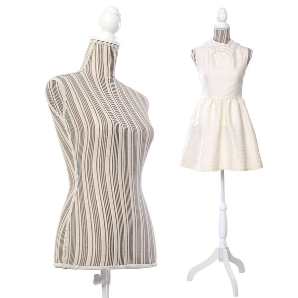 Costway Female Mannequin Torso Dress Form Display W/ White Tripod Stand New