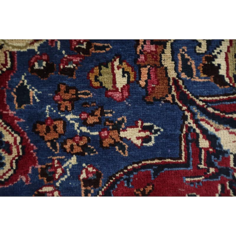 Hand Knotted Oriental 100% Wool Carpet Traditional Floral Red Mashad Area Rug - 12' 2'' X 9' 5''