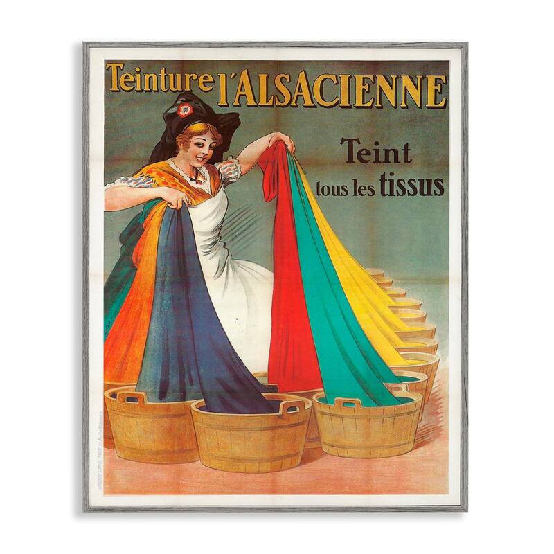 Stupell Vintage Teinture L'Alsacienne Framed Giclee Art Design By Marcus Jules - 11 x 14 - Grey