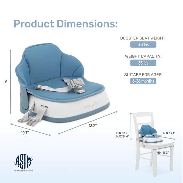 dimension image slide 1 of 5, Dream On Me Cozy Pod Booster Seat with Removable Cover