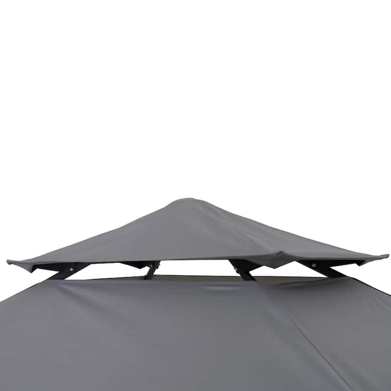 SUNJOY 8' x 5' Pop Up Grill Gazebo Double Tiered Outdoor Gazebo Standing-Height Canopy for BBQ,Picnics, Outdoor Events