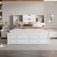 preview thumbnail 1 of 16, Wooden Queen Size Platform Bed with Storage Headboard, 8 Drawers White