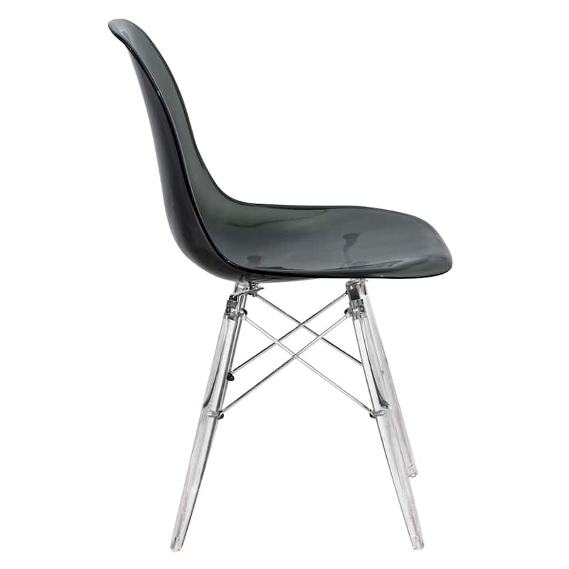 LeisureMod Dover Molded Side Chair with Acrylic Base, Set of 4 - Red - 36 x 32.4 x 16.25