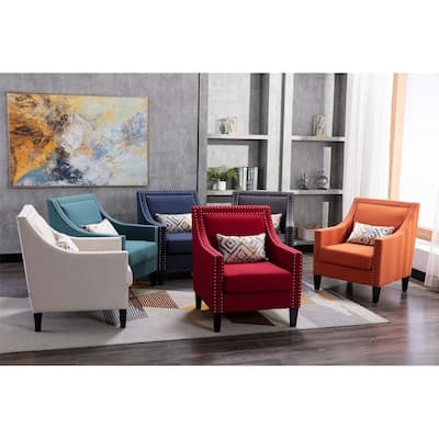Accent Chair with Nailheads, Tight Back and Solid Wood Legs