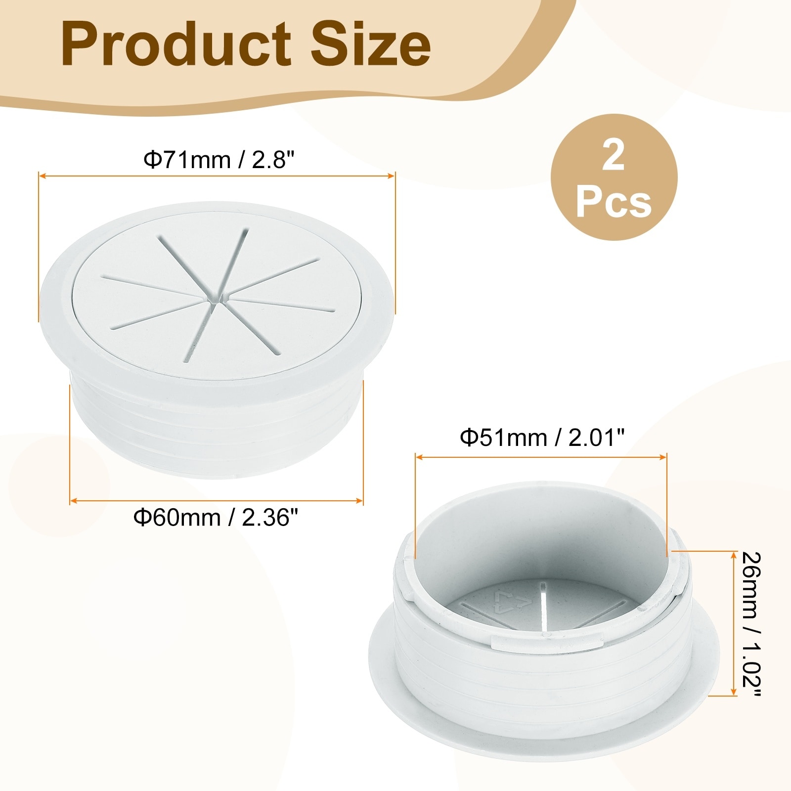 Desk Grommet Plastic Cable Hole Cover Bulk Top Hat Grommet Desk Hole Cover for Cables Home Office